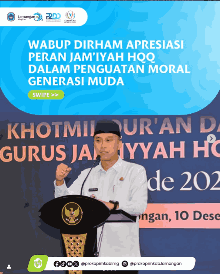 Foto: Wabup Dirham Apresiasi Peran Jam’iyah HQQ Dalam Penguatan Moral Generasi Muda Mewakili Bupati Lamongan
