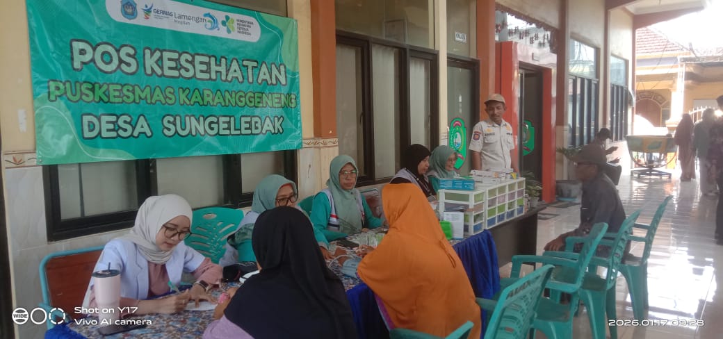 Foto: Posko Kesehatan Puskesmas Karanggeneng di Balai Desa Sungelebak Didukung Pihak Kecamatan