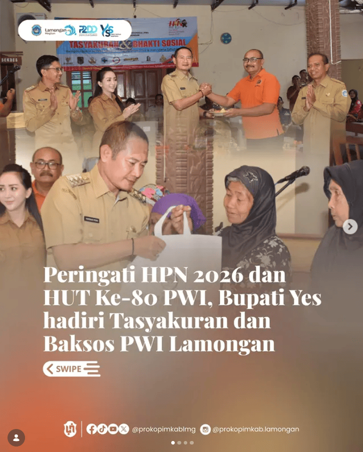 Foto: Peringati HPN 2026 dan HUT Ke-80 PWI, Bupati Yes hadiri Tasyakuran dan Baksos PWI Lamongan