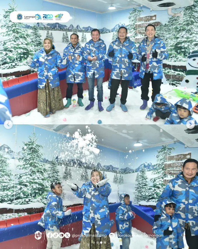 Foto: Pak YES Resmikan Frozen Land, Wahana Rumah Salju Pertama di Lamongan