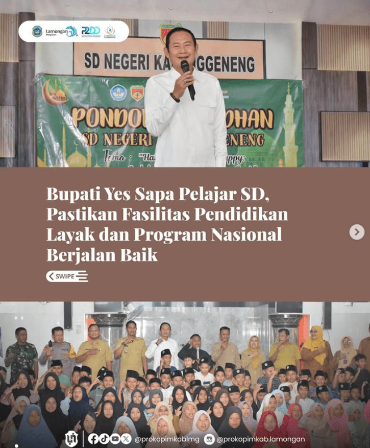 Foto: Bupati Yes Sapa Pelajar SD, Pastikan Fasilitas Pendidikan Layak dan Program Nasional Berjalan Baik