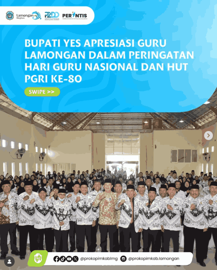 Foto: Bupati Yes Apresiasi Guru Lamongan dalam Peringatan Hari Guru Nasional dan HUT PGRI ke-80