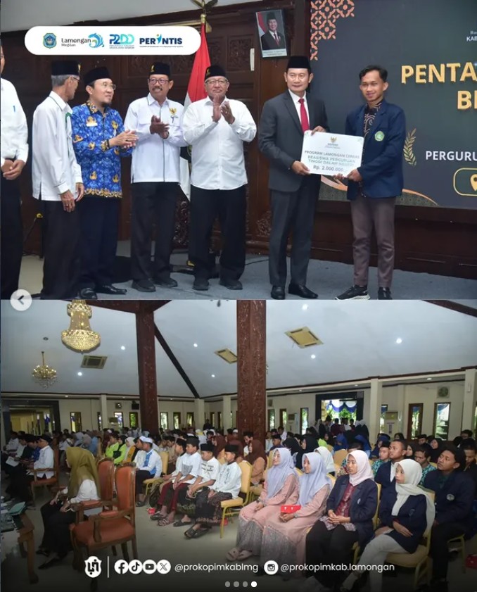 Foto: Pak Yes Salurkan 253 Beasiswa Lamongan Cerdas dan SKSS Baznas
