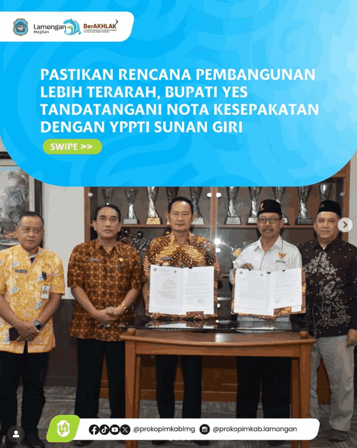 Foto: Pastikan Rencana Pembangunan Lebih Terarah, Bupati Yes Tandatangani Nota Kesepakatan dengan YPPTI Sunan Giri