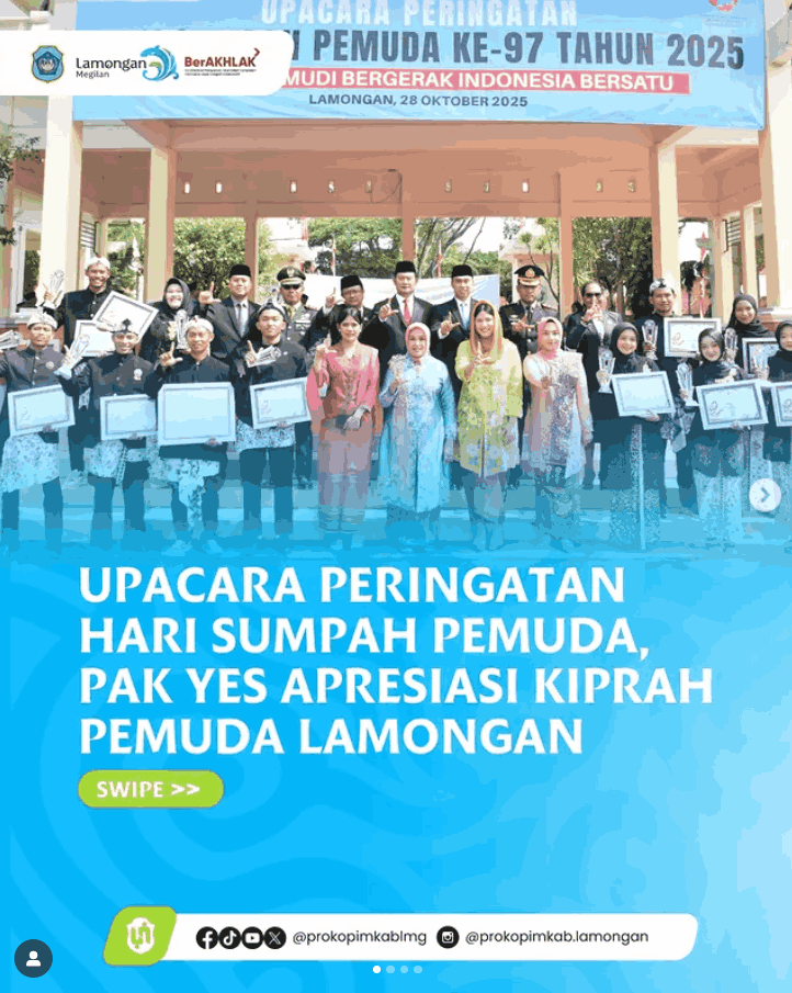 Foto: Upacara Peringatan Hari Sumpah Pemuda, Pak YES Apresiasi Kiprah Pemuda Lamongan