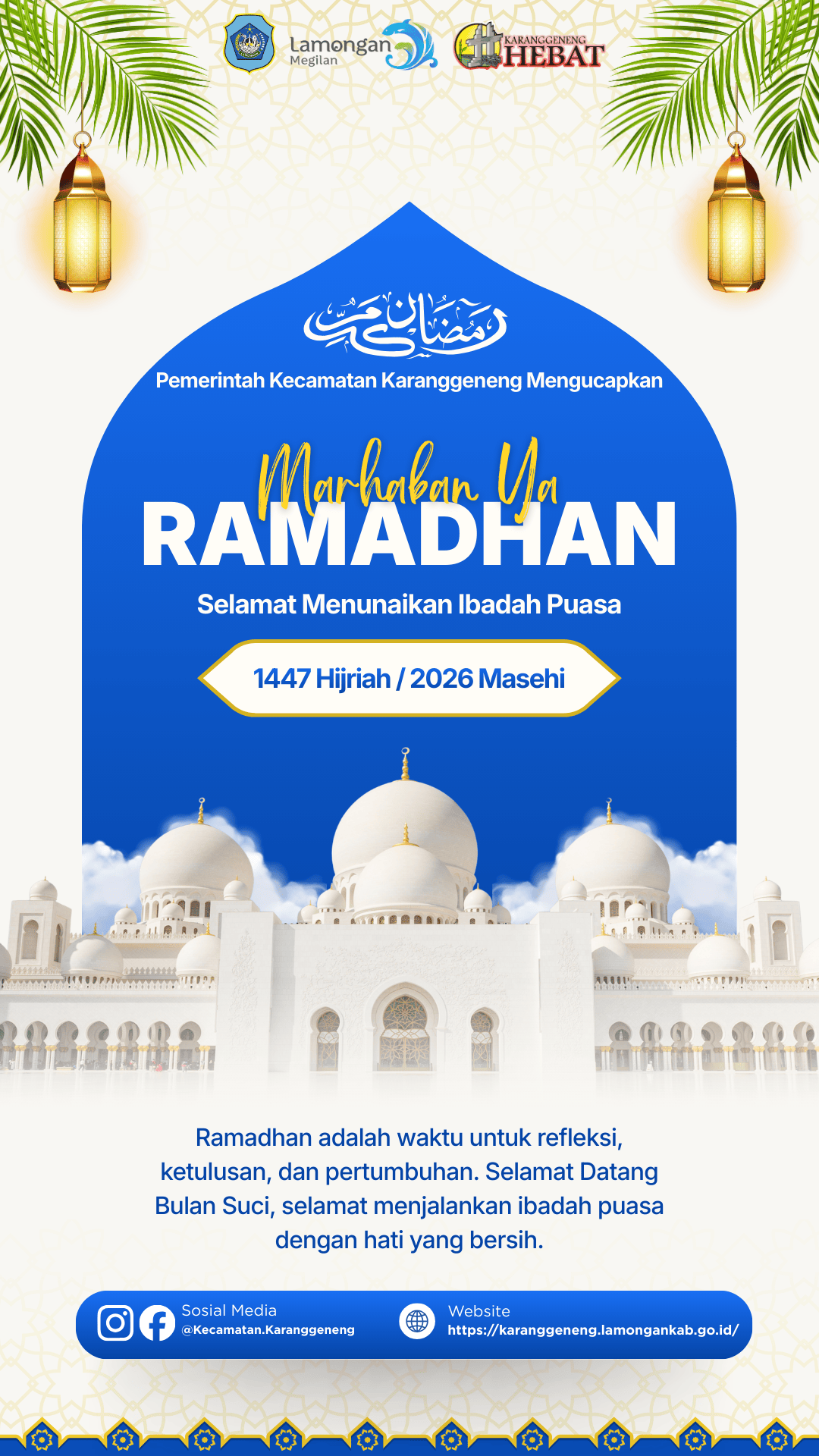 Foto: Pemerintah Kecamatan Karanggeneng Mengucapkan Selamat Menunaikan Ibadah Puasa 1447 H