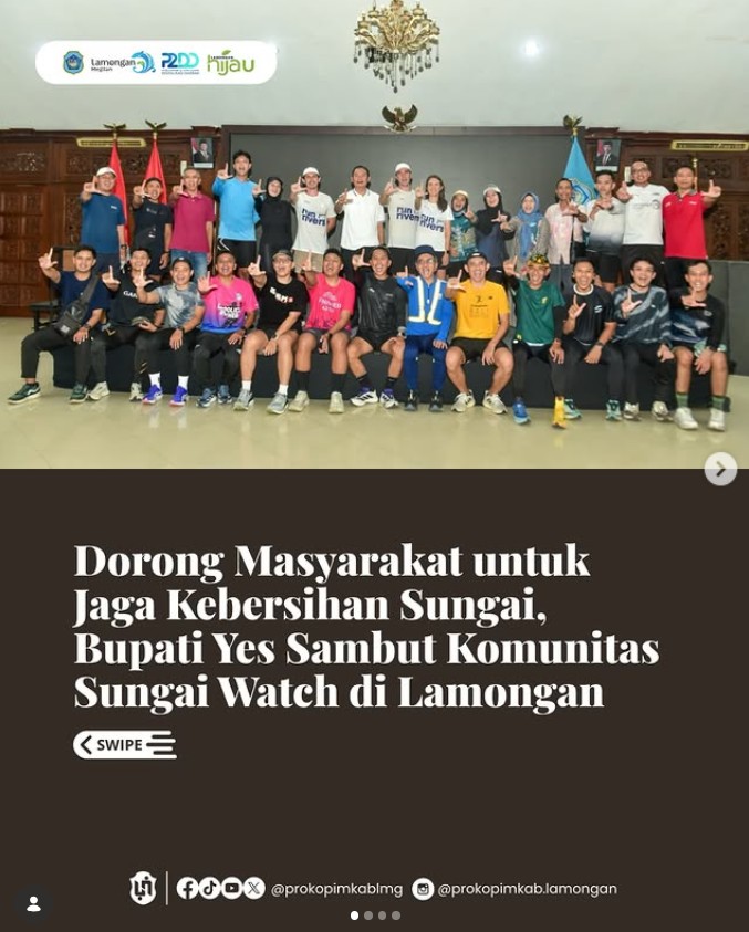 Foto: Dorong Masyarakat untuk Jaga Kebersihan Sungai, Bupati Yes Sambut Komunitas Sungai Watch di Lamongan