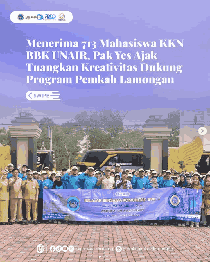 Foto: Menerima 713 Mahasiswa KKN BBK UNAIR, Pak Yes Ajak Tuangkan Kreativitas Dukung Program Pemkab Lamongan