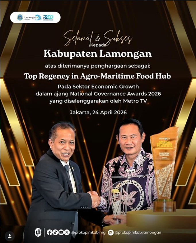 Foto: Raih Penghargaan Tingkat Nasional, Lamongan Jadi Top Regency in Agro-Maritime Food Hub 2026