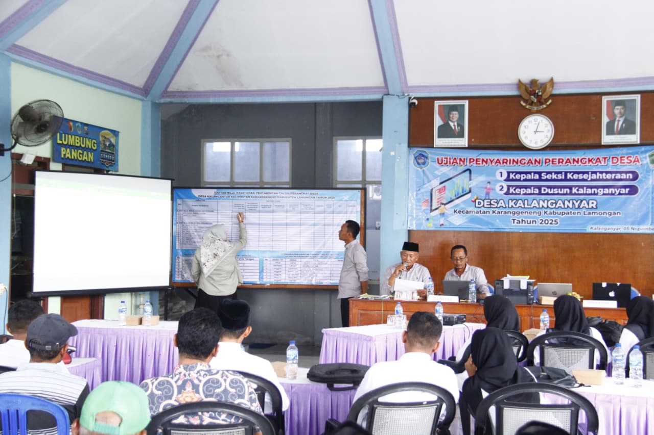Foto: Rekapitulasi hasil nilai ujian pengangkatan perangkat desa kalanganyar