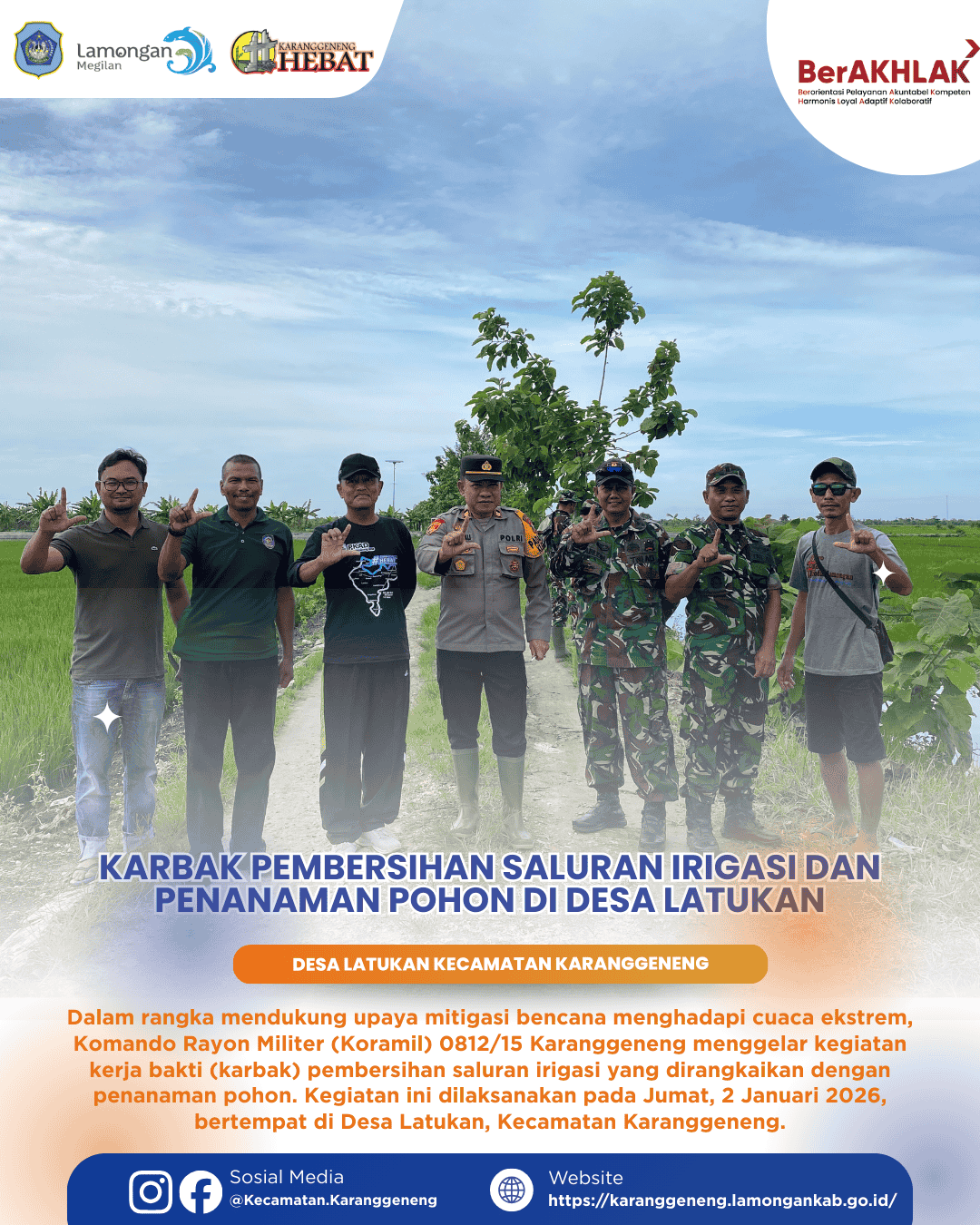 Foto: Karbak Pembersihan Saluran Irigasi dan Penanaman Pohon di Desa Latukan sebagai Upaya Mitigasi Bencana