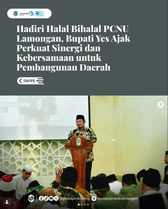 Foto: Hadiri Halal Bihalal PCNU Lamongan, Bupati Yes Ajak Perkuat Sinergi dan Kebersamaan untuk Pembangunan Daerah
