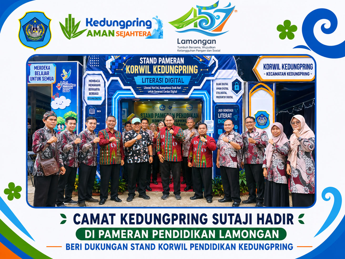 Foto: Camat Kedungpring Sutaji Hadir di Pameran Pendidikan Lamongan, Beri Dukungan Stand Korwil Pendidikan Kedungpring