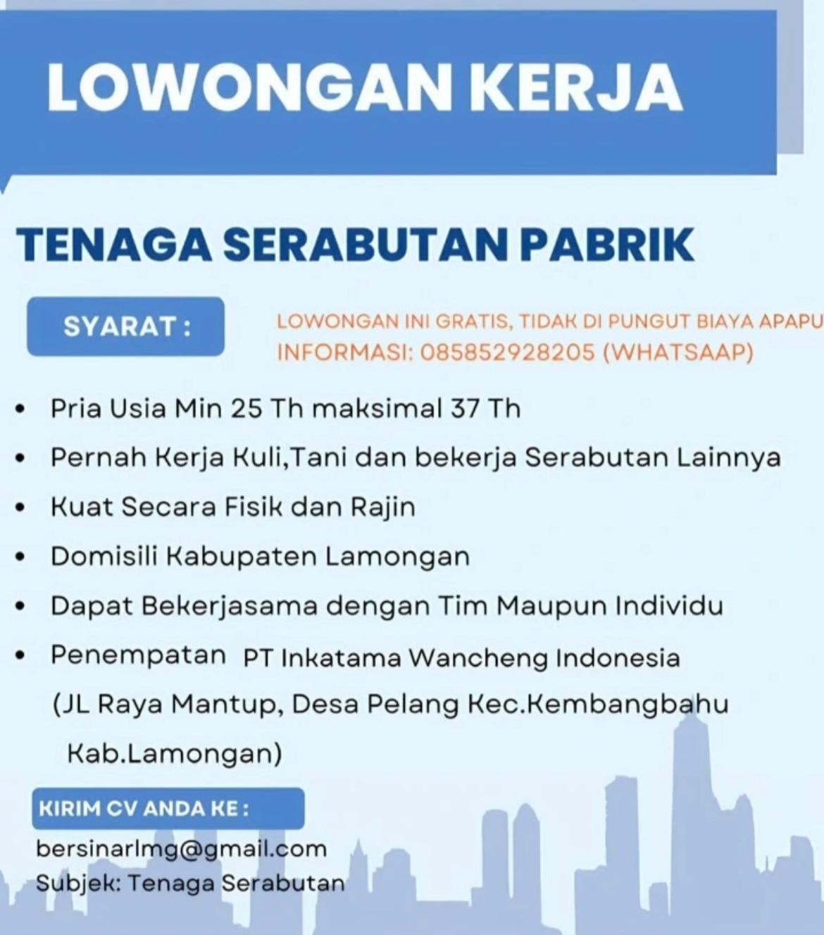 Foto: PT. Inkatama Wancheng Indonesia
