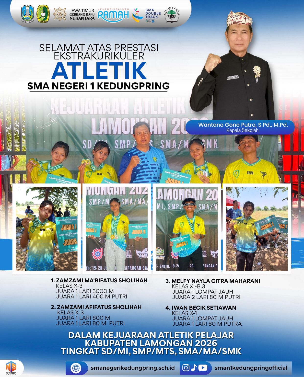 Foto: Selamat dan Sukses Ektrakulikuler Atletik SMA N 1 Kedungpring