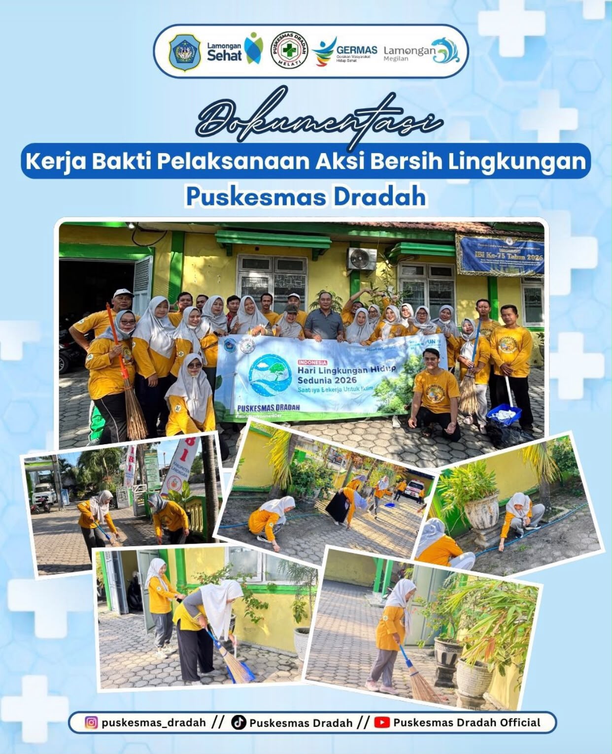 Foto: Aksi Bersih Lingkungan Hari Lingkungan Hidup Sedunia 2026 Puskesmas Dradah