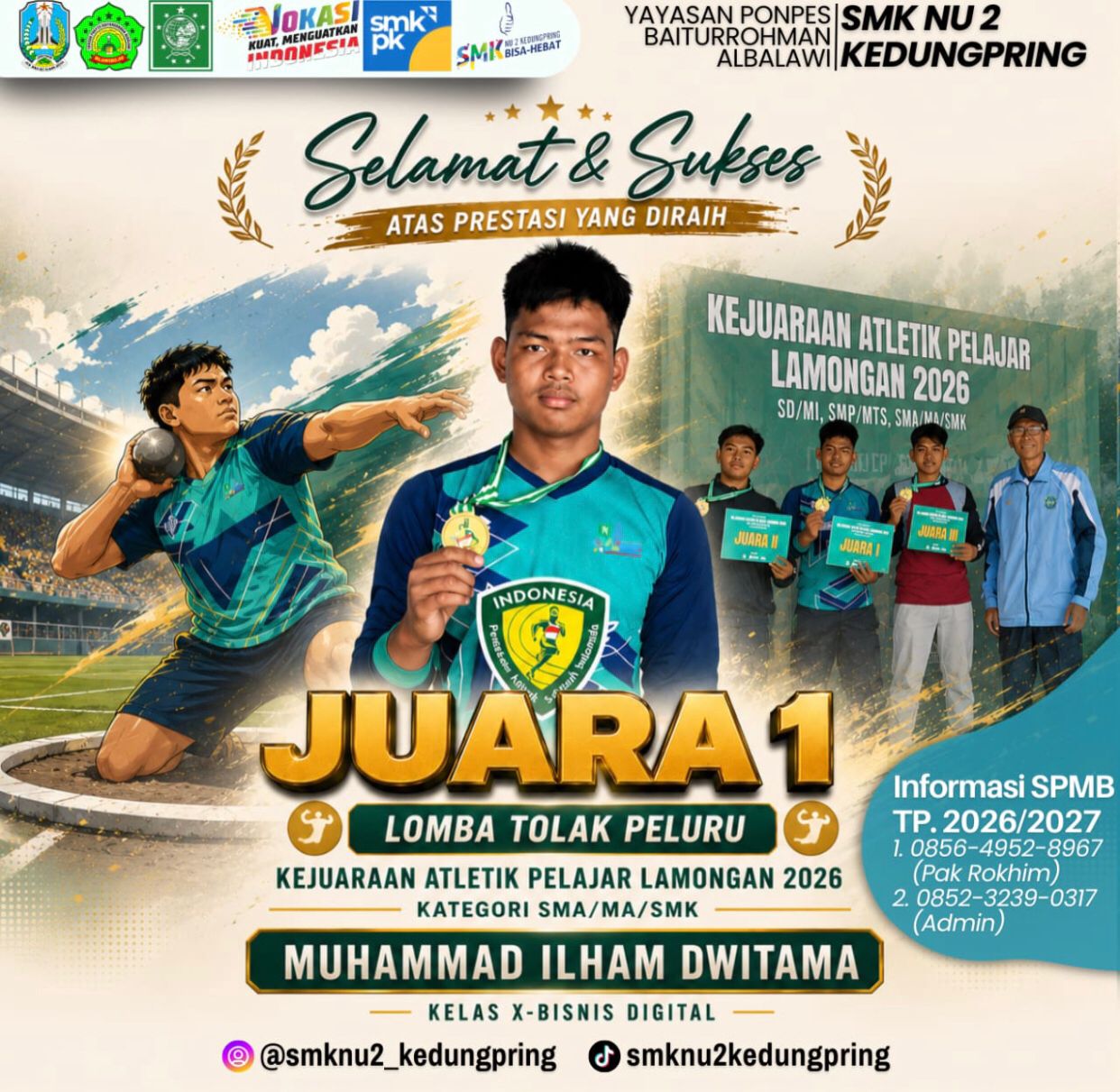 Foto: Selamat dan Sukses Kejuaraan Atletik Pelajar Lamongan 2026