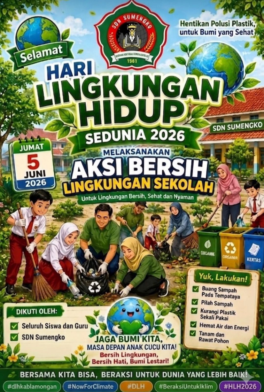 Foto: Selamat Hari Lingkungan Hidup Sedunia Tahun 2026 SDN Sumengko