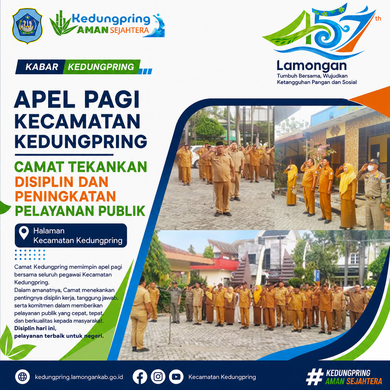 Foto: APEL PAGI KECAMATAN KEDUNGPRING, CAMAT TEKANKAN DISIPLIN DAN PENINGKATAN PELAYANAN PUBLIK