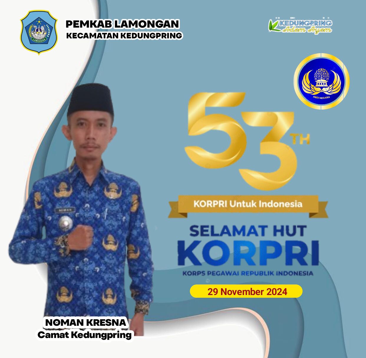 Camat Kedungpring, Noman Kresna, Peringati HUT KORPRI ke-53 dengan Semangat Pelayanan Publik yang Lebih Baik