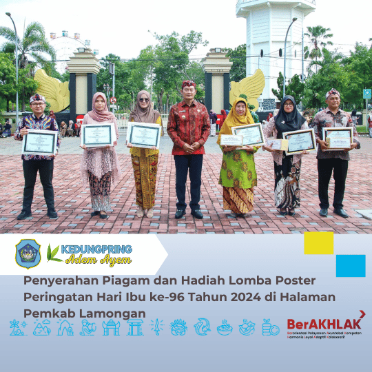 Penyerahan Piagam dan Hadiah Lomba Poster Peringatan Hari Ibu ke-96 Tahun 2024 di Halaman Pemkab Lamongan