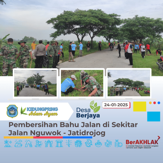 Pembersihan Bahu Jalan di Sekitar Jalan Nguwok - Jatidrojog