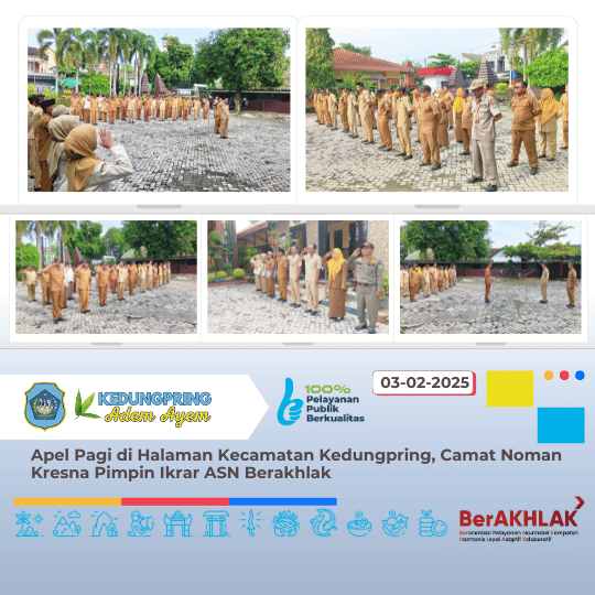Apel Pagi di Halaman Kecamatan Kedungpring, Camat Noman Kresna Pimpin Ikrar ASN Berakhlak