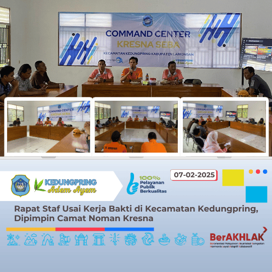 Rapat Staf Usai Kerja Bakti di Kecamatan Kedungpring, Dipimpin Camat Noman Kresna