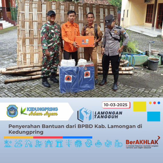 Penyerahan Bantuan dari BPBD Kab. Lamongan di Kedungpring