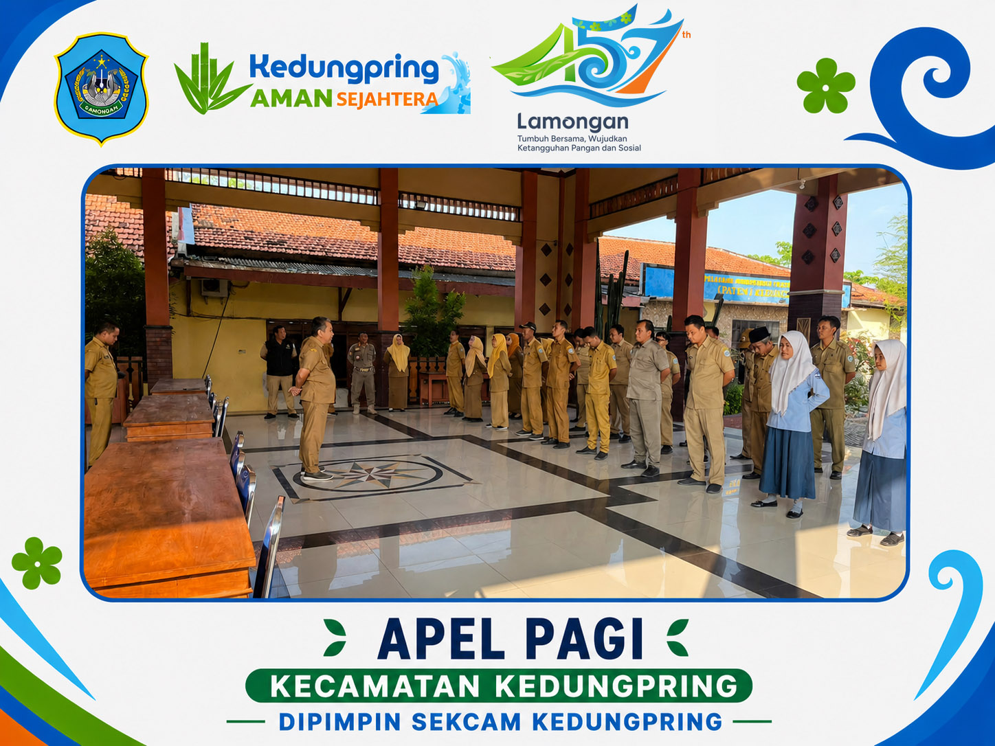 Foto: Apel Pagi Kecamatan Kedungpring dipimpin Sekcam Kedungpring