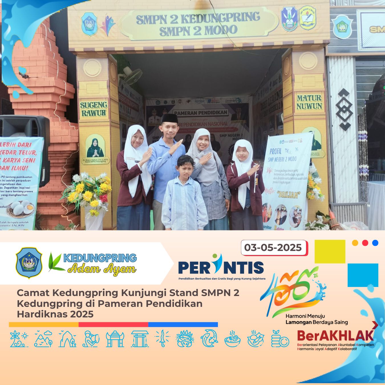 Camat Kedungpring Kunjungi Stand SMPN 2 Kedungpring di Pameran Pendidikan Hardiknas 2025