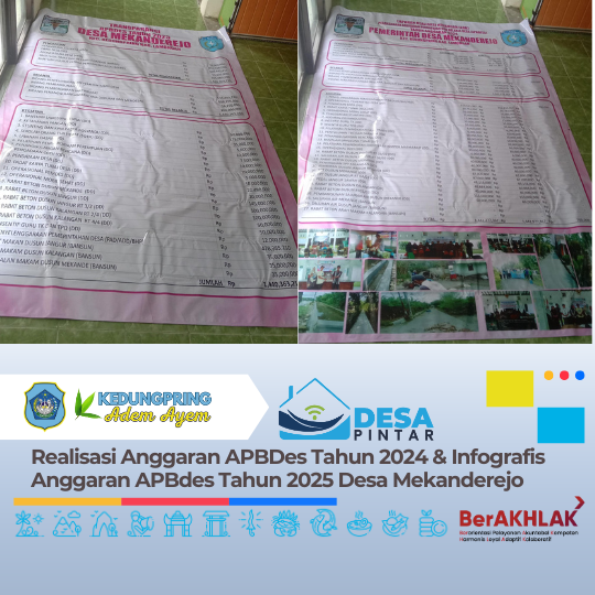Realisasi Anggaran APBDes Tahun 2024 & Infografis Anggaran APBdes Tahun 2025 Desa Mekanderejo