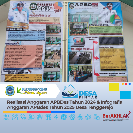 Realisasi Anggaran APBDes Tahun 2024 & Infografis Anggaran APBdes Tahun 2025 Desa Tenggerejo