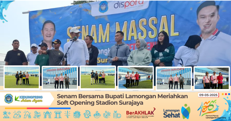 Senam Bersama Bupati Lamongan Meriahkan Soft Opening Stadion Surajaya