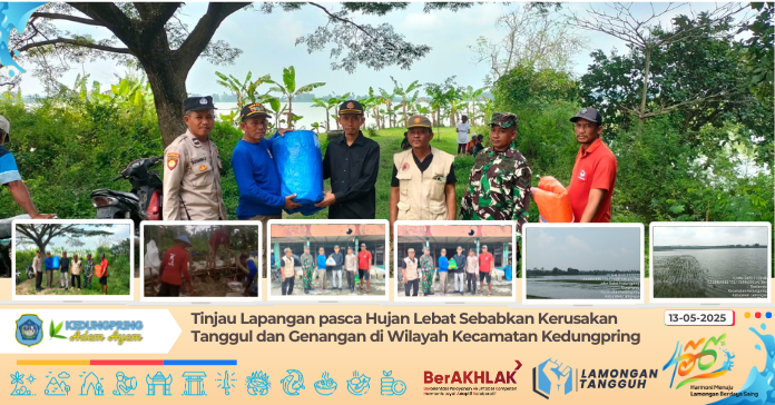 Tinjau Lapangan pasca Hujan Lebat Sebabkan Kerusakan Tanggul dan Genangan di Wilayah Kecamatan Kedungpring