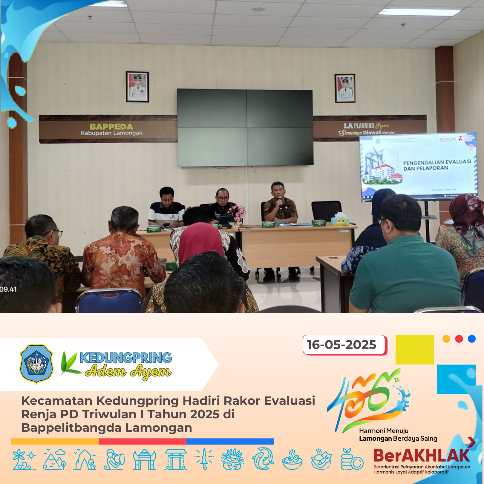 Kecamatan Kedungpring Hadiri Rakor Evaluasi Renja PD Triwulan I Tahun 2025 di Bappelitbangda Lamongan