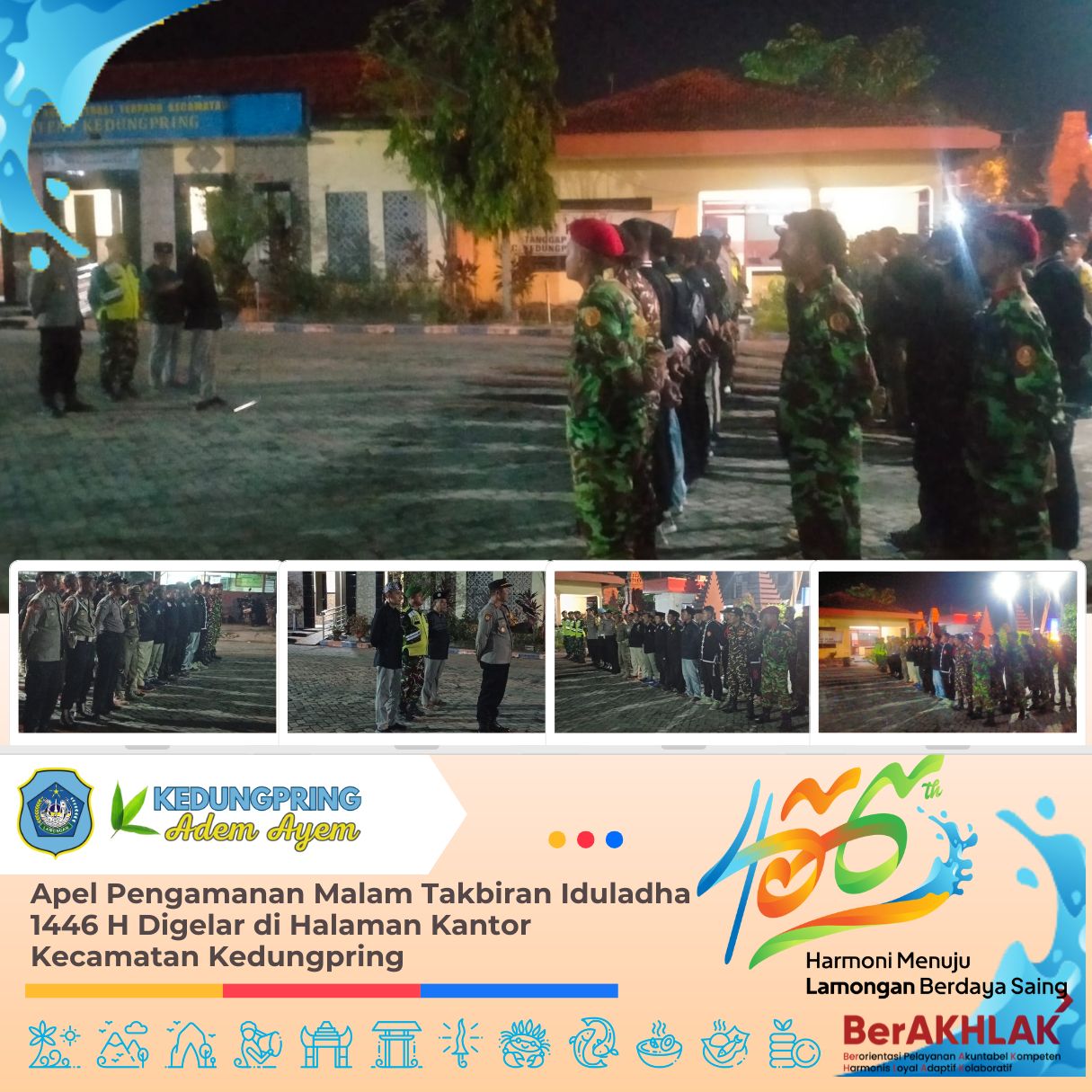 Apel Pengamanan Malam Takbiran Iduladha 1446 H Digelar di Halaman Kantor Kecamatan Kedungpring