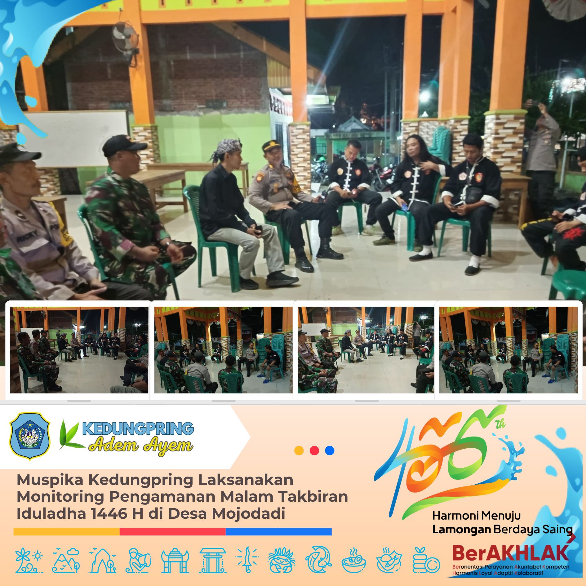 Muspika Kedungpring Laksanakan Monitoring Pengamanan Malam Takbiran Iduladha 1446 H di Desa Mojodadi