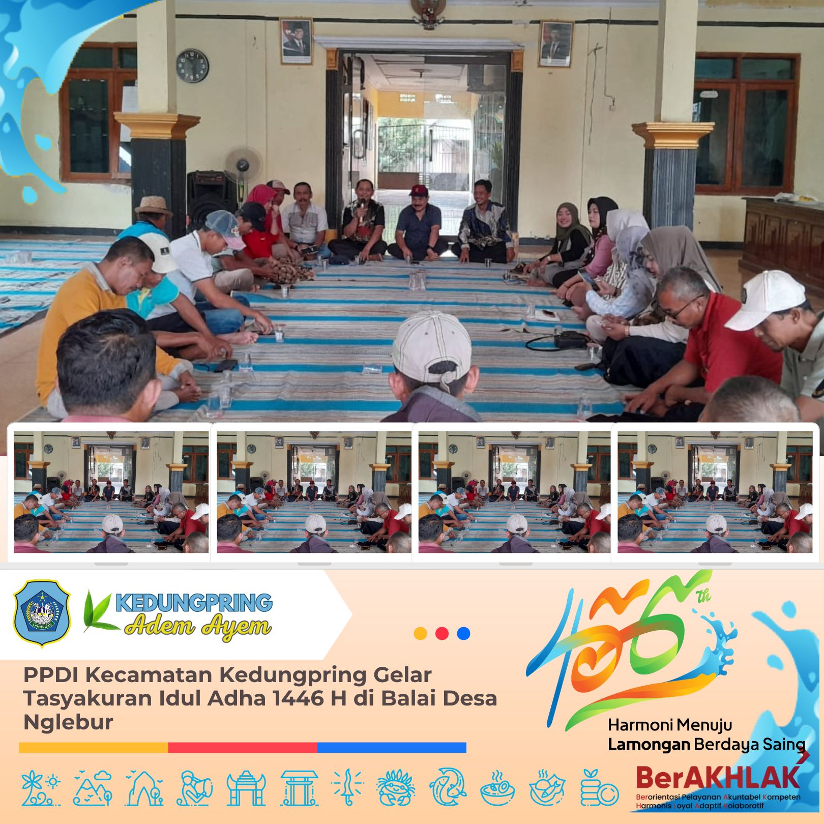 PPDI Kecamatan Kedungpring Gelar Tasyakuran Idul Adha 1446 H di Balai Desa Nglebur