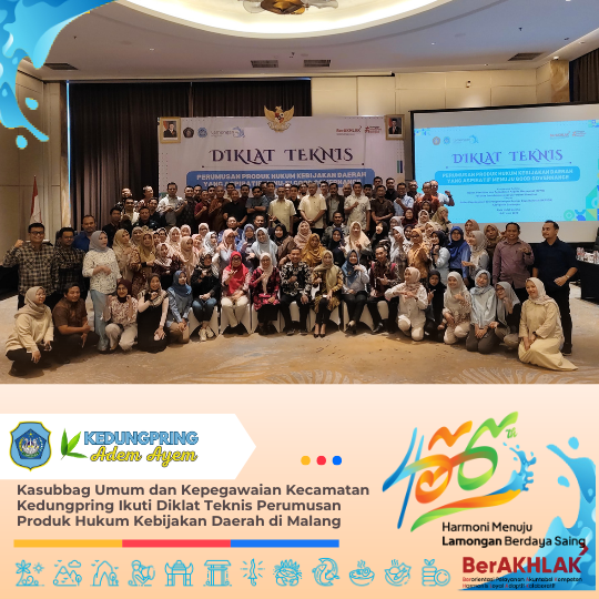 Kasubbag Umum dan Kepegawaian Kecamatan Kedungpring Ikuti Diklat Teknis Perumusan Produk Hukum Kebijakan Daerah di Malang