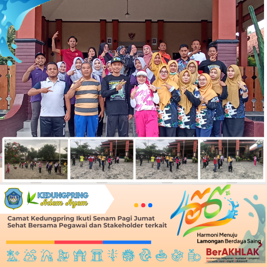 Camat Kedungpring Ikuti Senam Pagi Jumat Sehat Bersama Pegawai dan Stakeholder terkait