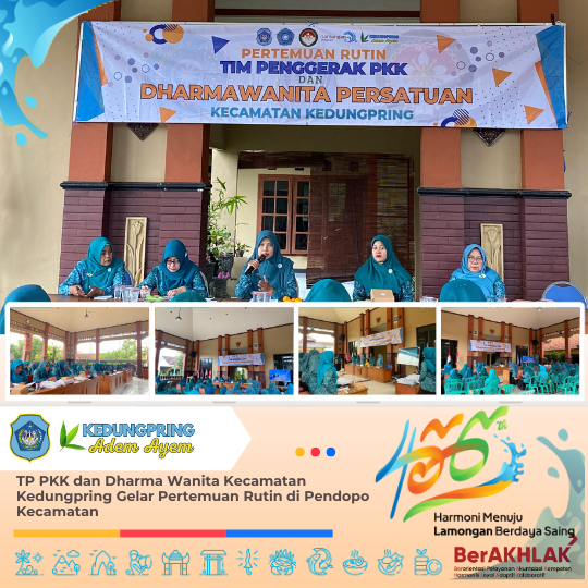TP PKK dan Dharma Wanita Kecamatan Kedungpring Gelar Pertemuan Rutin di Pendopo Kecamatan