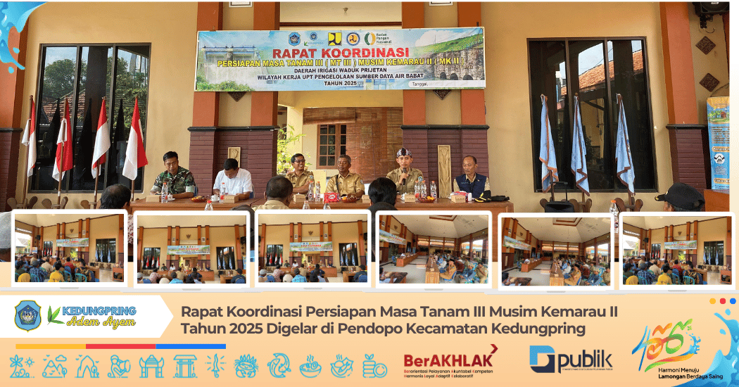 Rapat Koordinasi Persiapan Masa Tanam III Musim Kemarau II Tahun 2025 Digelar di Pendopo Kecamatan Kedungpring