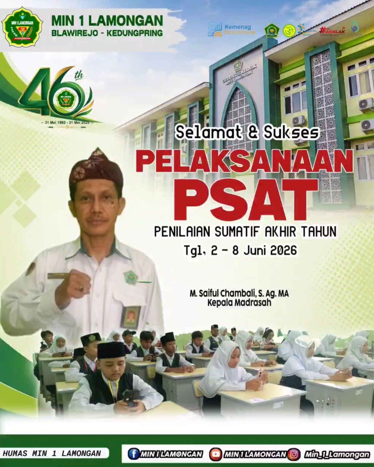 Foto: Selamat dan Sukses Untuk Pelaksanaan PSAT MIN 1 Lamongan