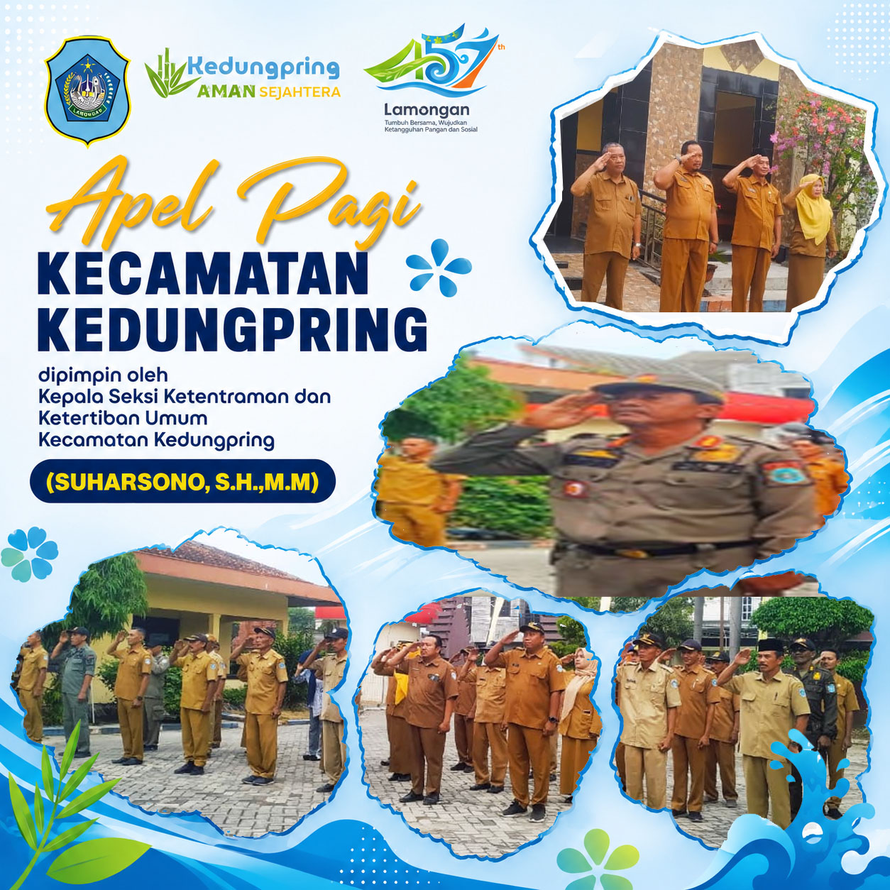 Foto: APEL PAGI KECAMATAN KEDUNGPRING DIPIMPIN OLEH KEPALA SEKSI KETENTRAMAN DAN KETERTIBAN UMUM