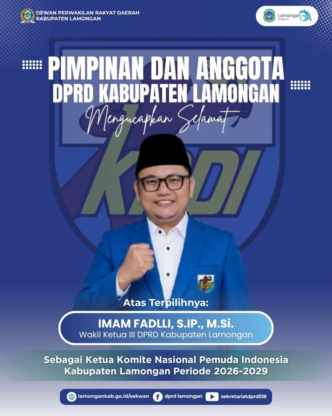Foto: Selamat dan Sukses Imam Fadlli sebagai Ketua Komite Nasional Pemuda Indonesia Kabupaten Lamongan Periode 2026 - 2029