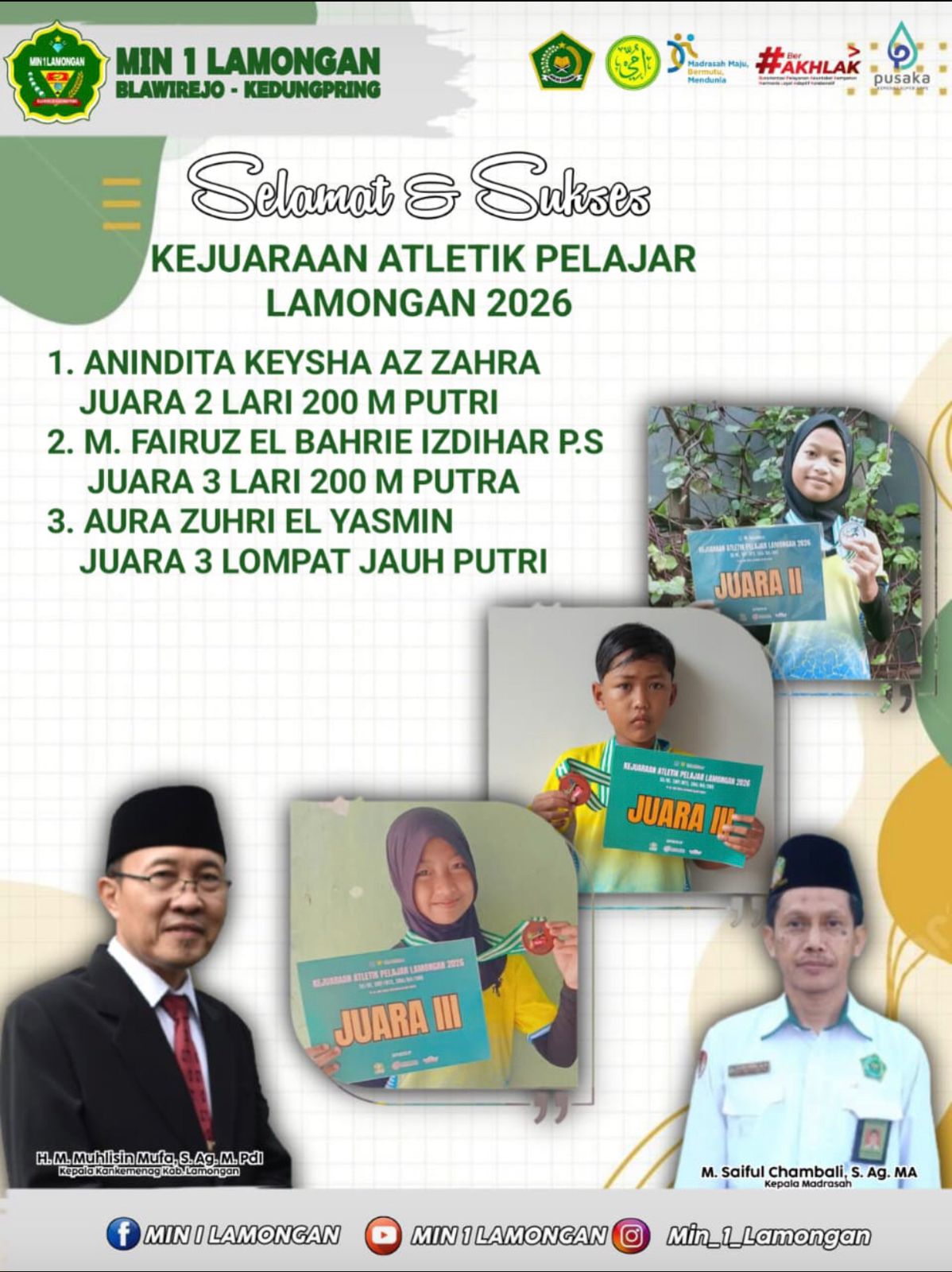 Foto: Selamat dan Sukses Kejuaraan Atletik Pelajar Lamongan 2026