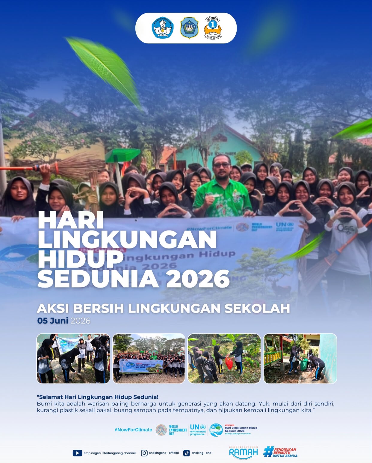 Foto: Aksi Bersih Lingkungan Hari Lingkungan Hidup Sedunia 2026 SMP N 1 Kedungpring