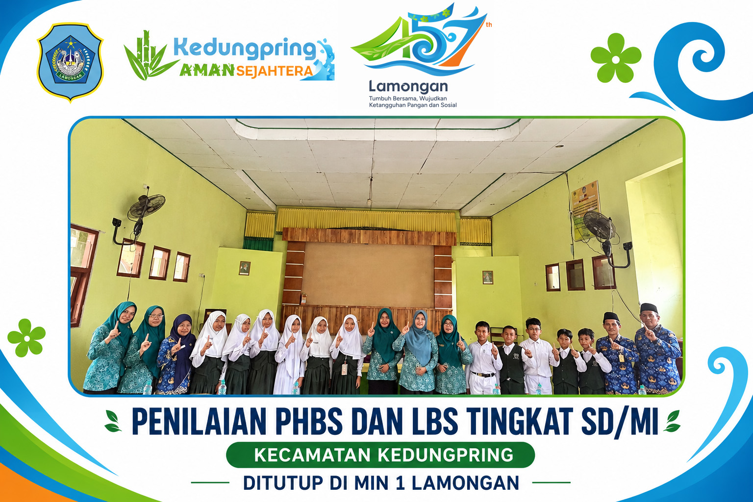 Foto: Penilaian PHBS dan LBS Tingkat SD/MI Kecamatan Kedungpring Ditutup di MIN 1 Lamongan