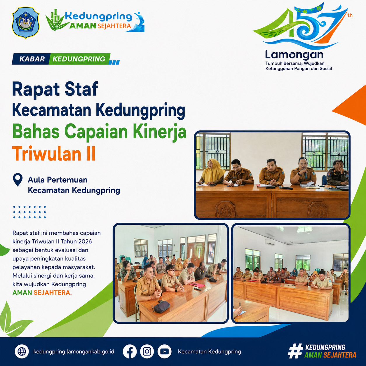 Foto: Rapat Staf Kecamatan Kedungpring Bahas Capaian Kinerja Triwulan II